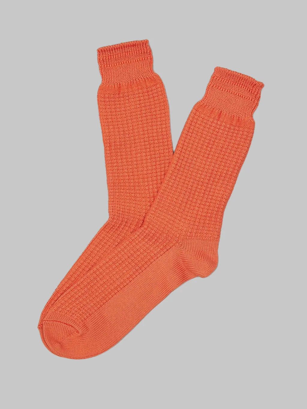 ROTOTO Cotton Waffle Crew Socks Light Orange