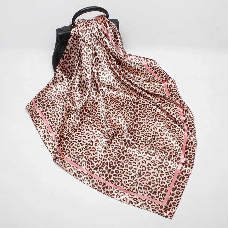 Silk Feeling Scarf Medium Square Satin Head Scarf for Women 35 × 35 inches-4Pcs