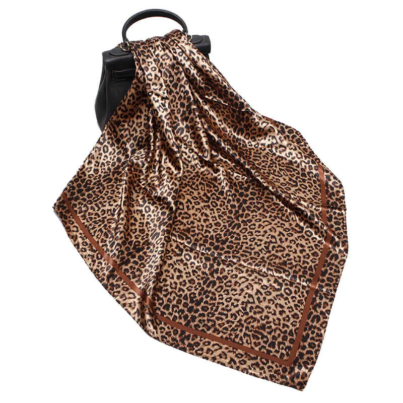 Silk Feeling Scarf Medium Square Satin Head Scarf for Women 35 × 35 inches-4Pcs