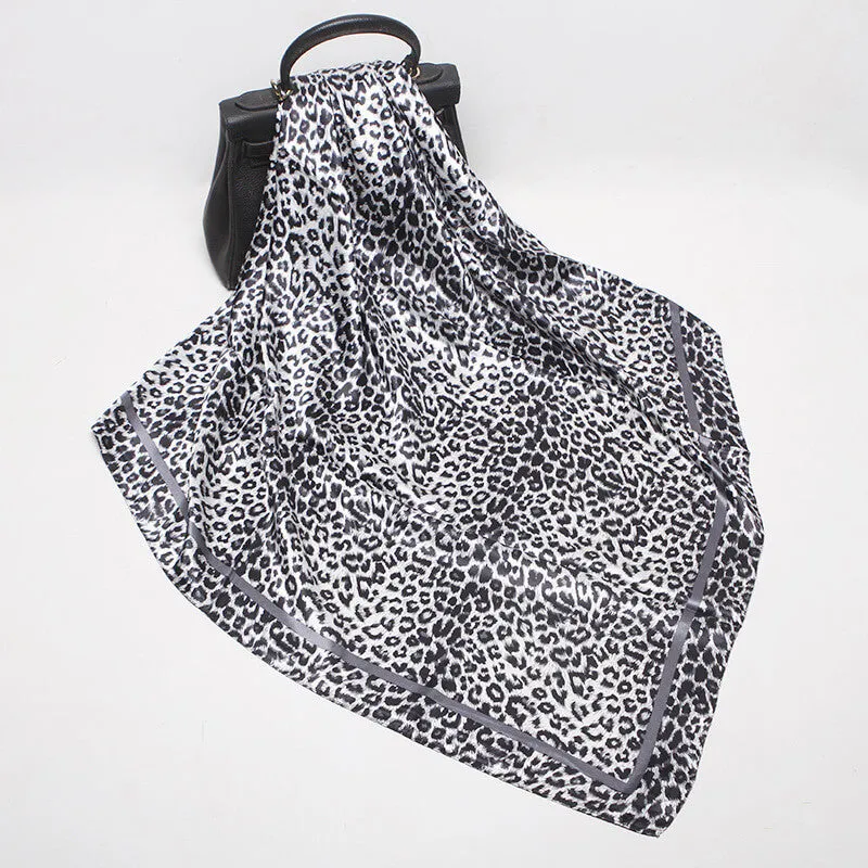 Silk Feeling Scarf Medium Square Satin Head Scarf for Women 35 × 35 inches-4Pcs