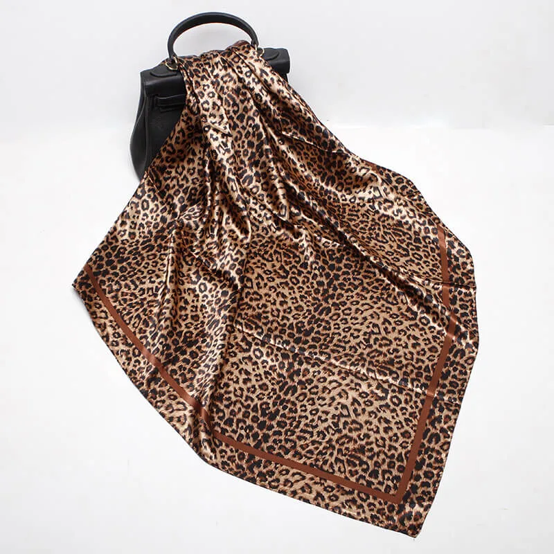 Silk Feeling Scarf Medium Square Satin Head Scarf for Women 35 × 35 inches-4Pcs