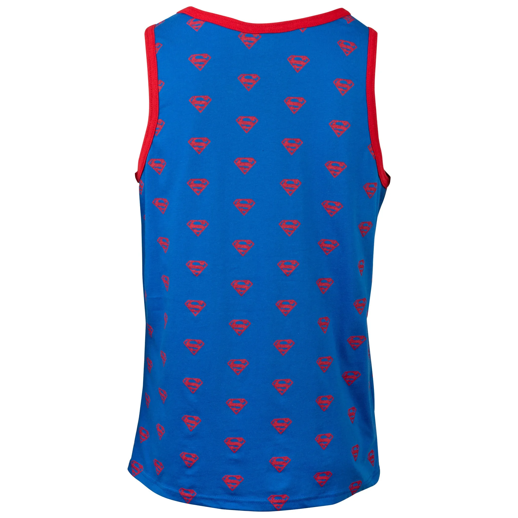 Superman Logos All Over Print Pocket Ringer Tank Top