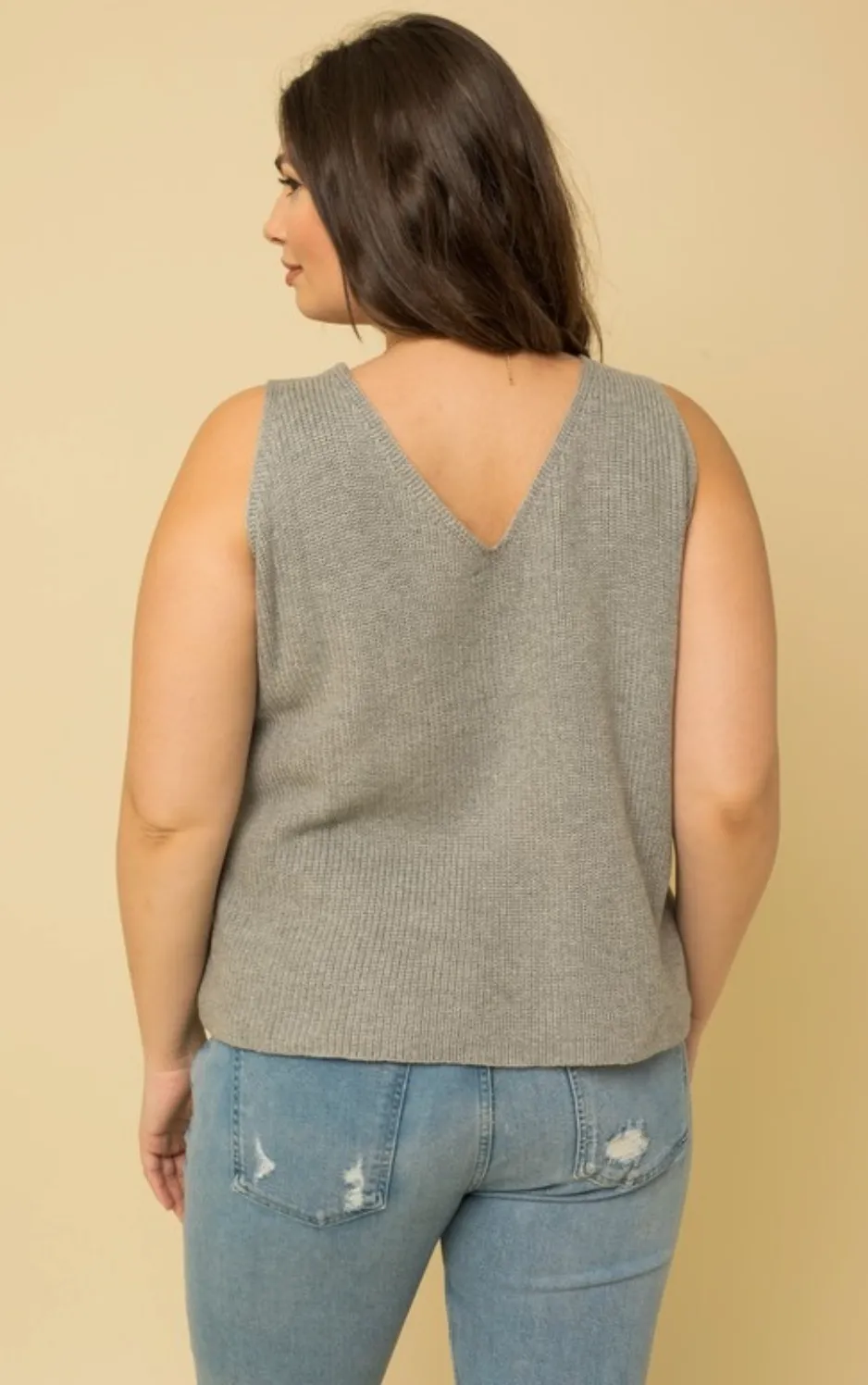 The Joleen Knit Tank - Grey - PLUS