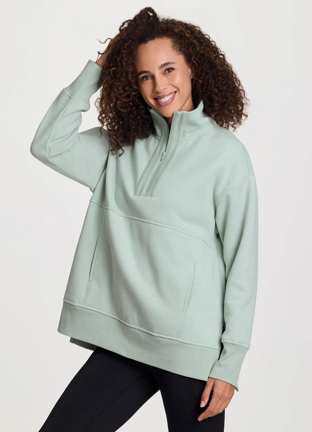 Uptown Fleece 1/4 Zip Mock Neck Tunic