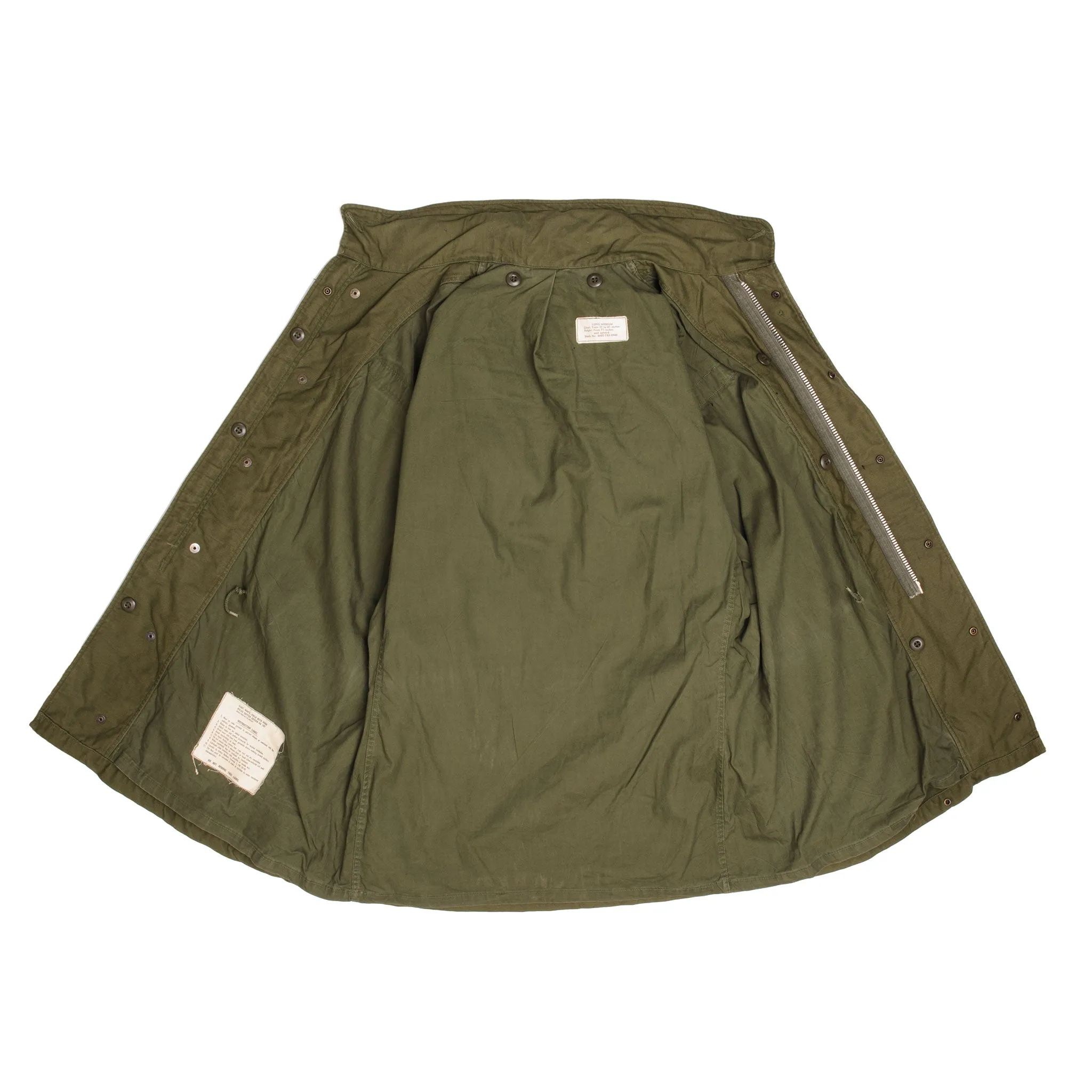 VINTAGE US ARMY M-1965 M65 FIELD JACKET 1967 VIETNAM WAR SIZE MEDIUM LONG