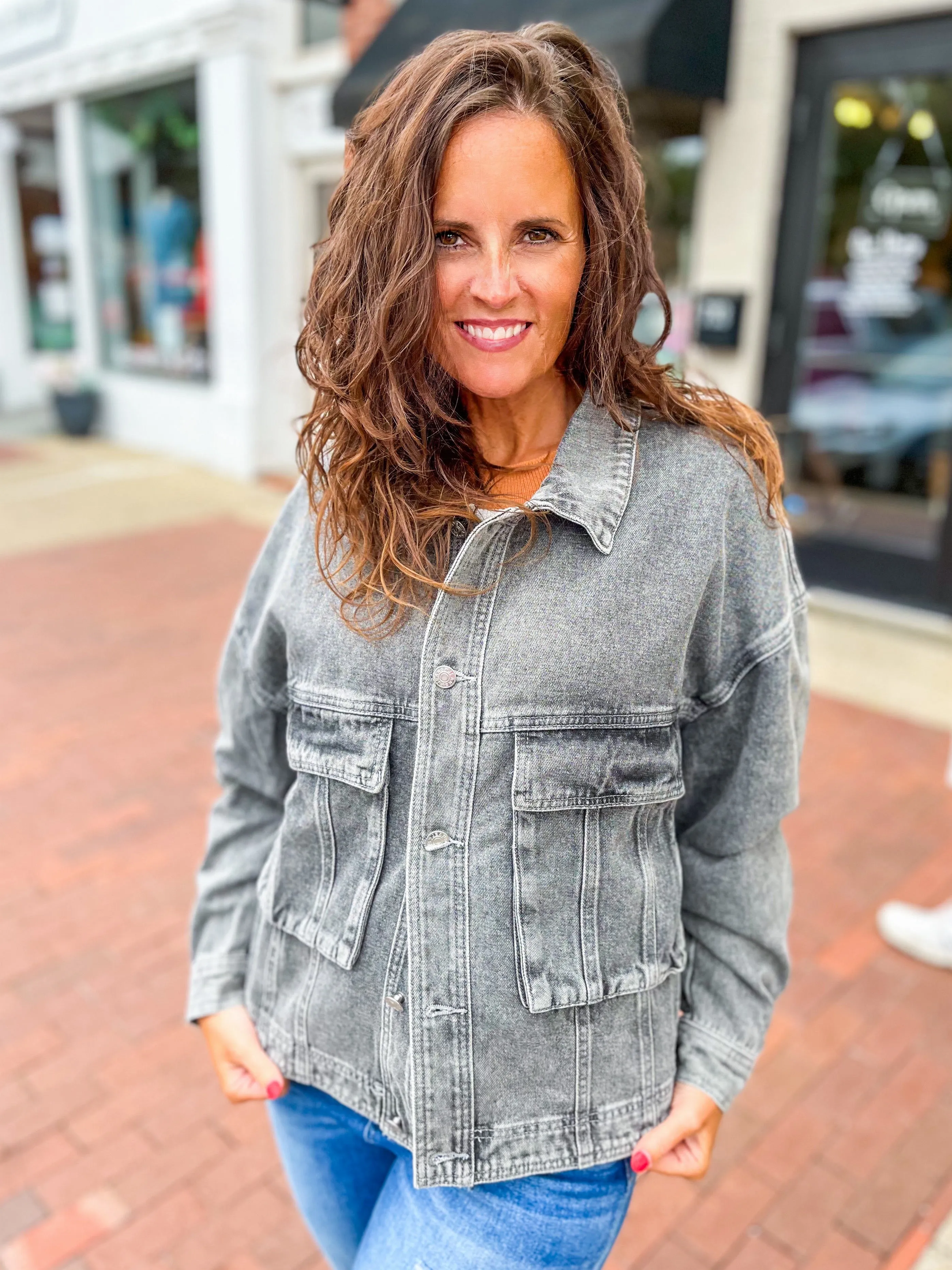 Washed Black Denim Jacket