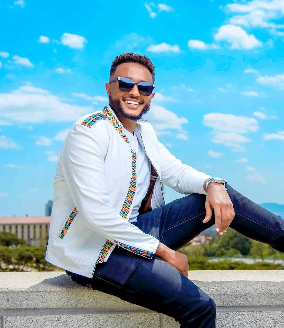 White Leather Racer Jacket