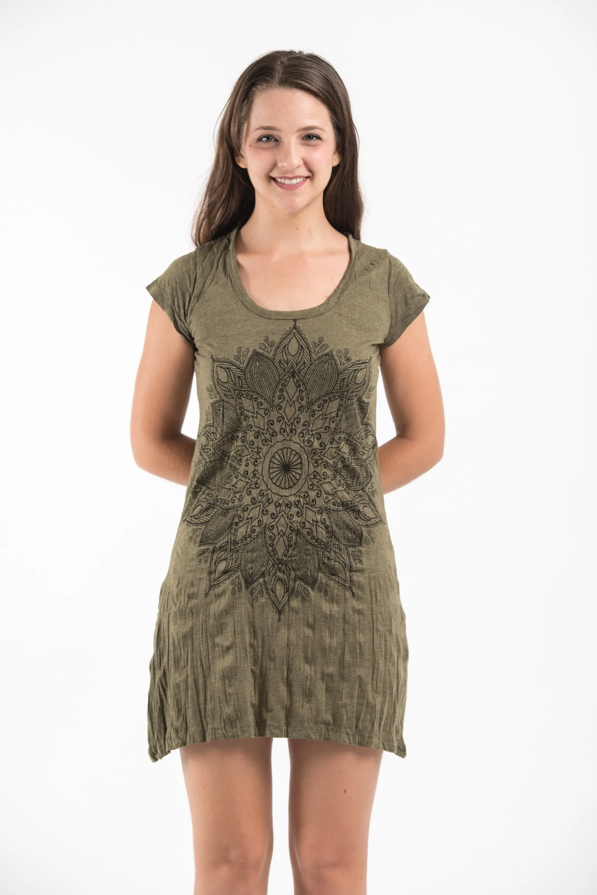 Womens Lotus Mandala Dress in Green