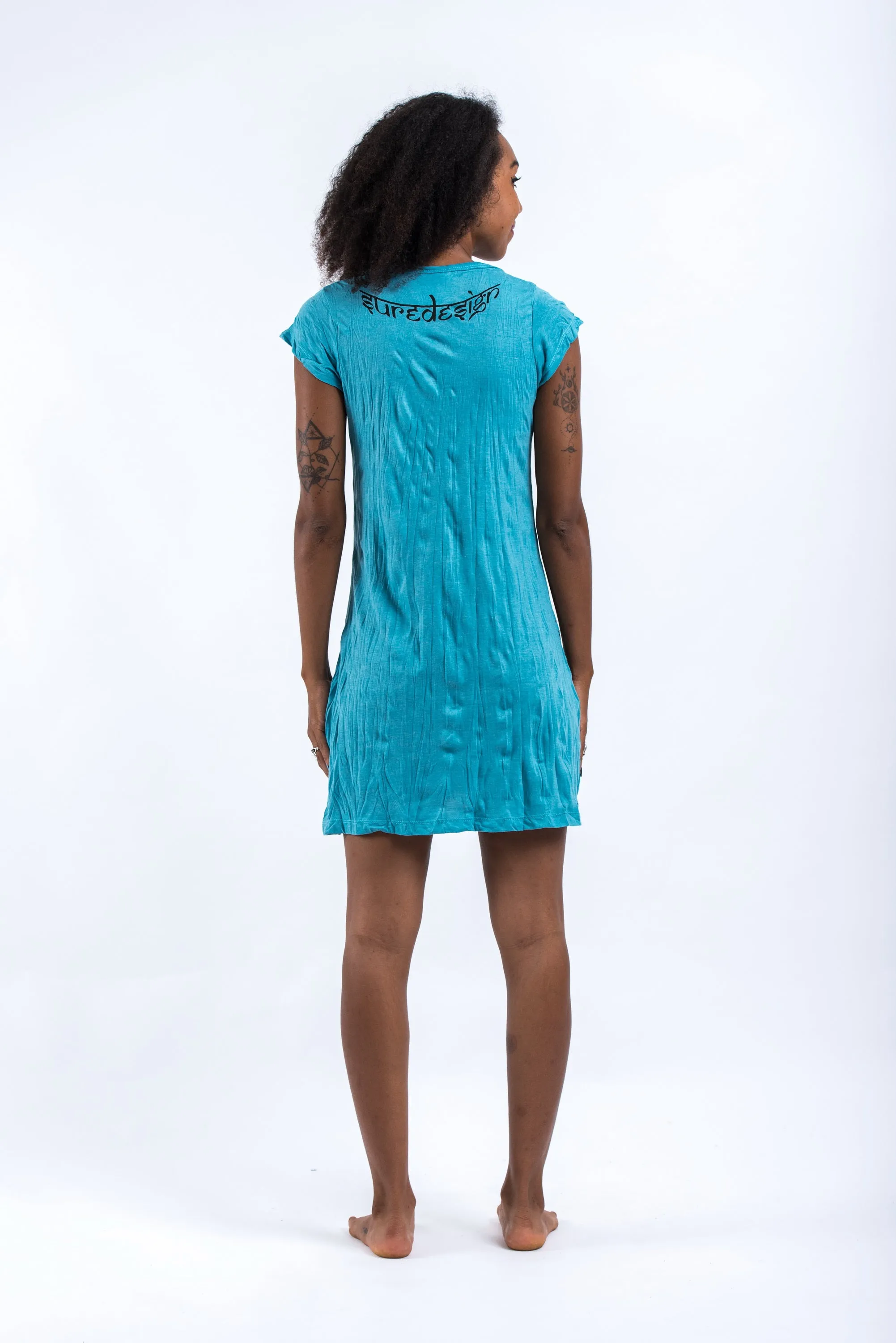 Womens Weed Owl Dress in Turquoise