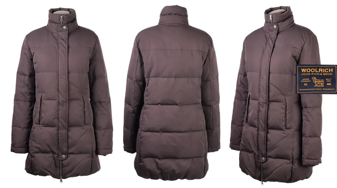Women's WOOLRICH Brown Down Jacket Puffer Coat Size L